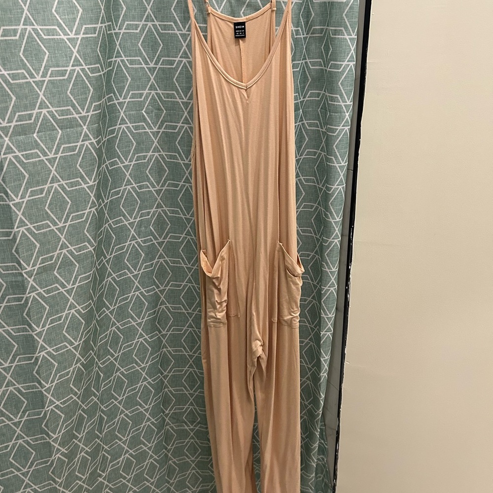 SHEIN Tan Sleeveless Jumpsuit